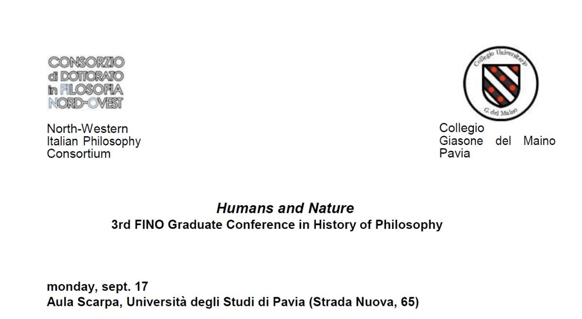 Humans and Nature - 3rd FINO Graduate Conference in History of Philosophy