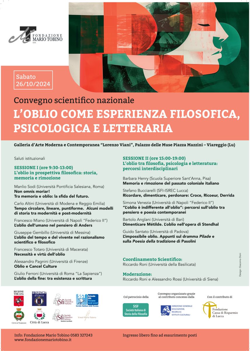 Convegno scientifico nazionale - L'oblio come esperienza filosofica, psicologica e letteraria