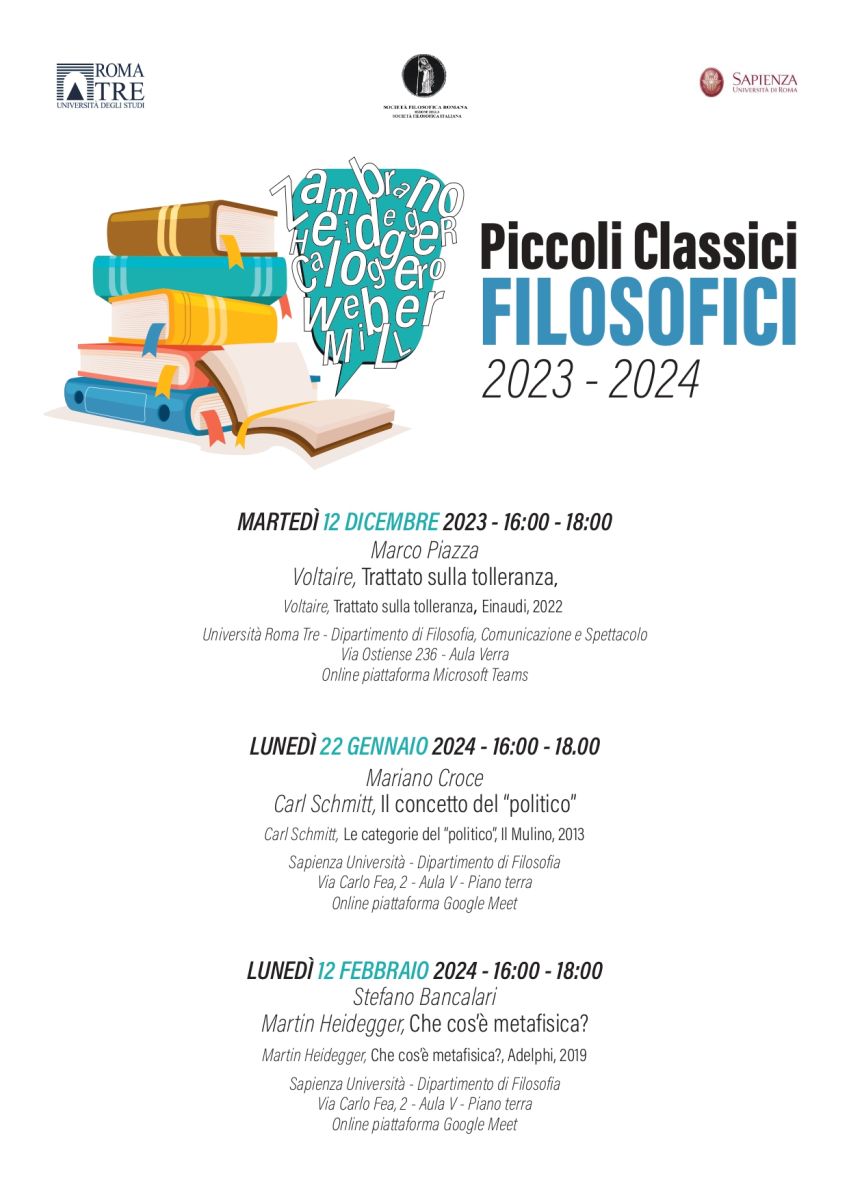 Societ&agrave; Filosofica Romana - Piccoli classici filosofici 2023-2024