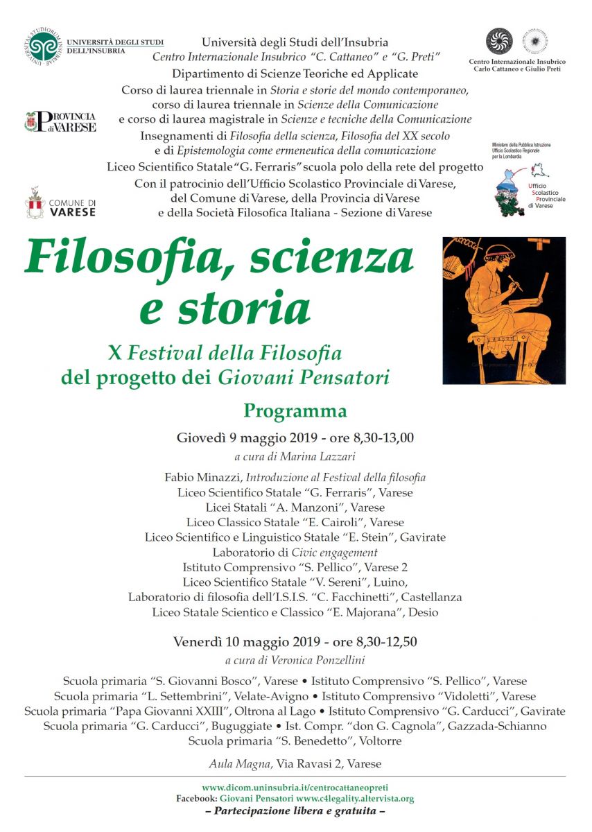 Sezione di Varese: Filosofia, scienza e storia - X Festival della Filosofia del progetto dei Giovani Pensatori