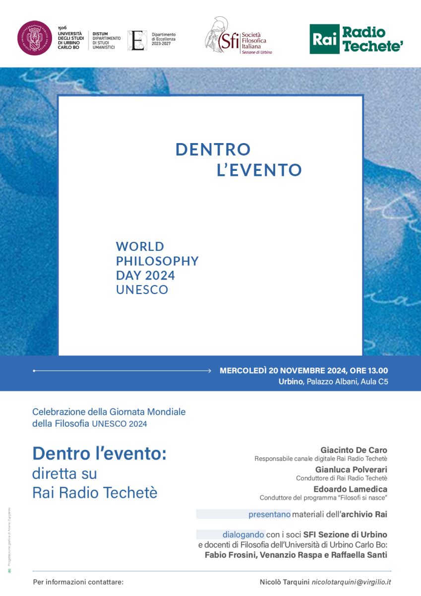 "Dentro l'evento" - Diretta con Rai Radio Techet&egrave; per la Giornata Mondiale della Filosofia UNESCO 2024