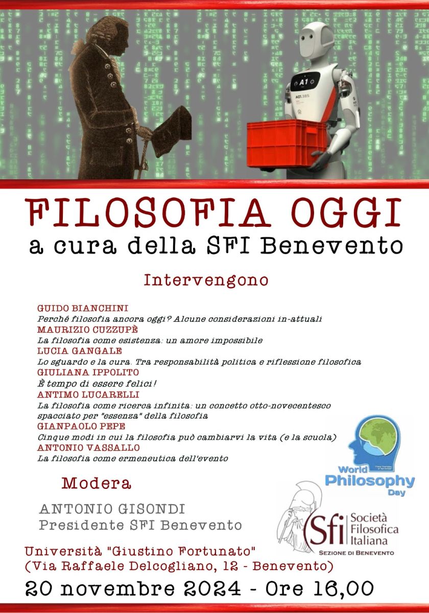 "Filosofia oggi" - incontro in occasione della Giornata Mondiale della Filosofia